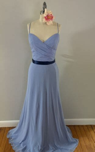 Light Blue Long Bridesmaids Dress W Straps Bari Jay Size 12 Sale 60