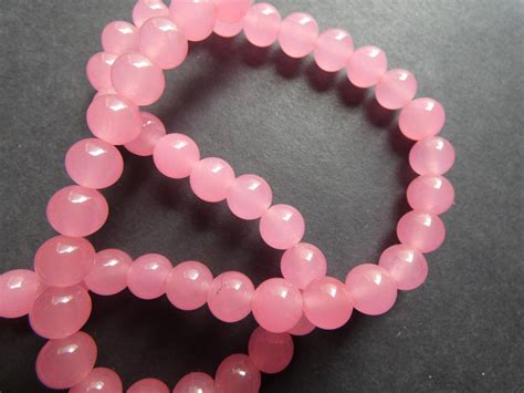 15 Inch 8mm Pink Natural Malaysia Jade Bead Strand Dyed About 48