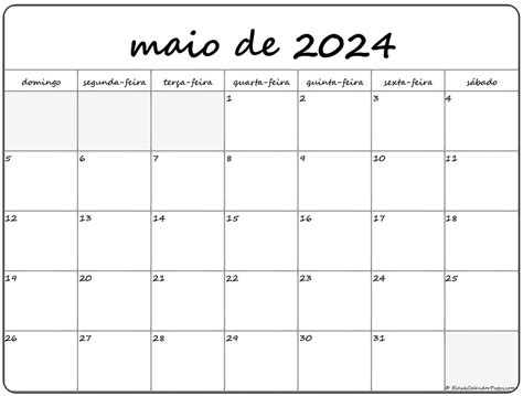 Maio De 2024 Calendario Grátis Em Português Calendario Maio