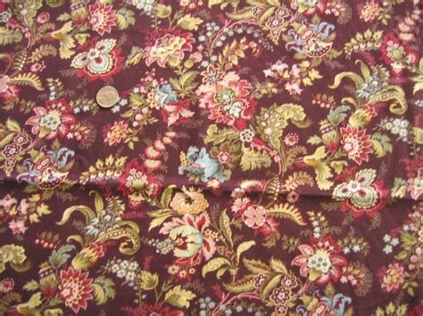 Jacobean Cotton Print Maroon Designer Fabric