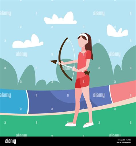 Young Girl Archer Stock Vector Images Alamy