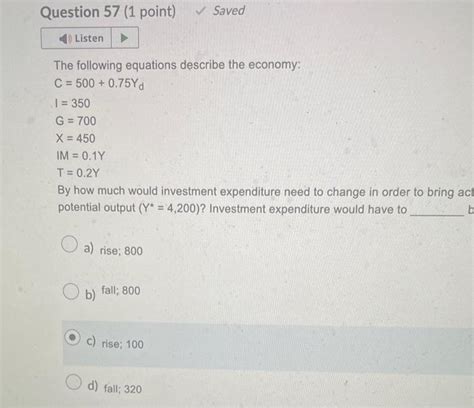 Solved The Following Equations Describe The Economy Chegg