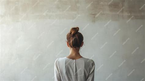 Premium Photo A Woman Standing In Front Of A White Wall