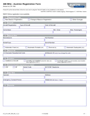 Fillable Online 406 MHz Austrian Registration Form Annex To LTH 16B