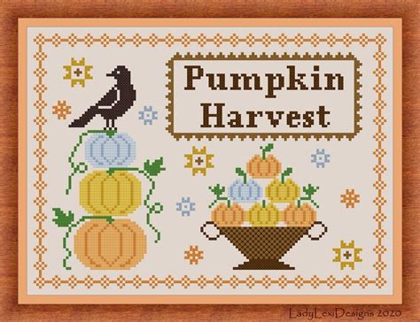 Pumpkin Harvest Cross Stitch Chart Pumpkin Cross Stitch Pattern Pdf