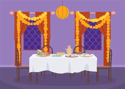 Table servie pour le dîner de Diwali illustration vectorielle de