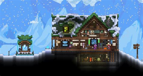 Made A Log Cabin Home For My Snow Pylon Town Rterraria