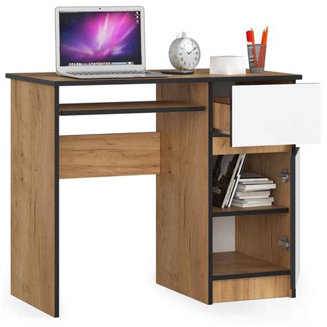 Bureau Ch Ne Craft Et Blanc Bureau Avec Armoire Verrouillable Et Tiroir