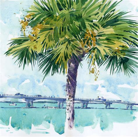 Sanibel Beach Sanibel Island Watercolor Illustration Watercolor