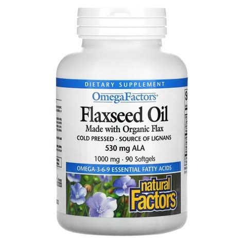 Flaxseed Oil 1 000 Mg 90 Softgels Natural Factors