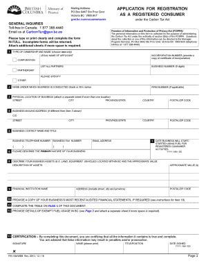 Fillable Online Sbr Gov Bc FIN 164 Application For Registration As A