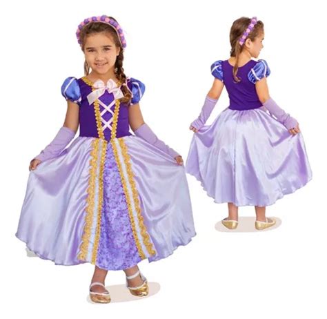 Vestido Fantasia Rapunzel Enrolados Luxo Infantil Princesa