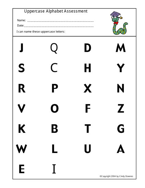 Uppercase Alphabet Assessment Worksheet Template Cindy Downes Download Printable Pdf