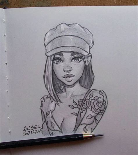 Pencil Sketches 📐 Angel Ganev Girl Drawing Sketches Art Drawings