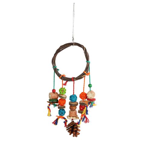 Parrot Swing Toy Colorful Logs Rattan Balls Corn Cobs Cotton Rope Pine