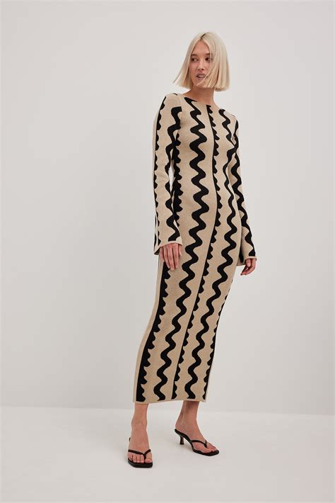 Wide Sleeve Knitted Maxi Dress Multicolor Na Kd