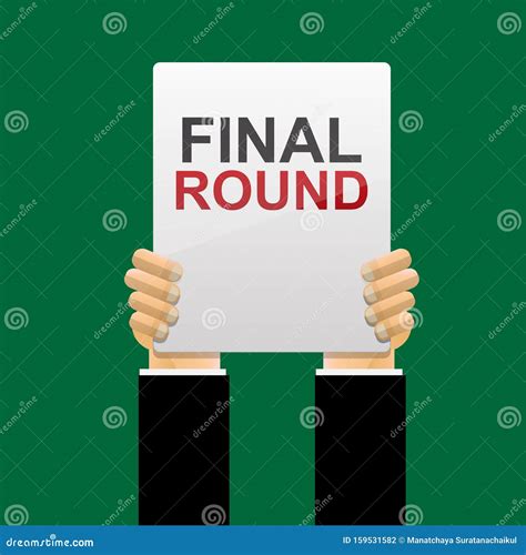 Hand Holding Final Round Sign Stock Vector Illustration Of Emblem