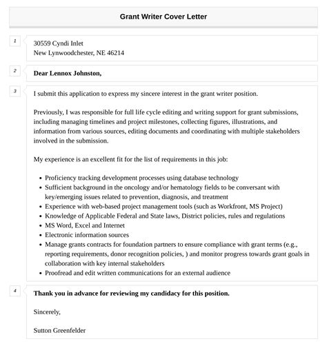 Grant Writer Cover Letter Velvet Jobs