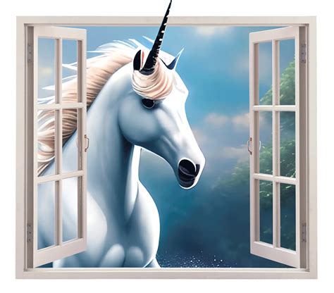 Sticker Illusion Fen Tre Licorne Tenstickers