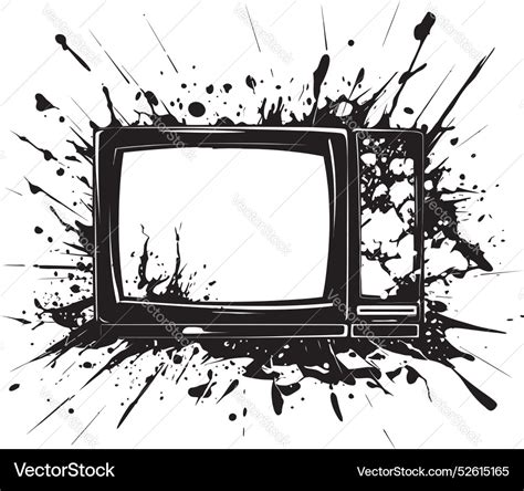 Shattered Signals Graphic Of Smashed Television Vector Image