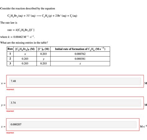 Solved Consider The Reaction Described By The Chegg