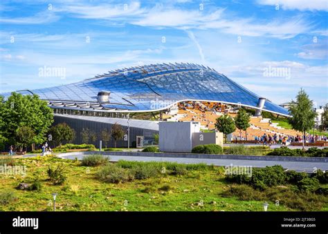 Zaryadye Park view, Moscow, Russia. Scenery of concert amphitheater ...