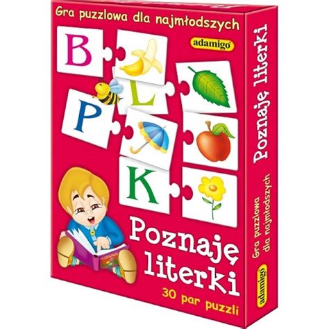 POZNAJĘ LITERKI Nauka Liter Zabawa Puzzle ADAMIGO 13124924134 Allegro pl