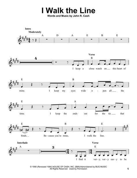 I Walk The Line By Johnny Cash Sheet Music For Pro Vocal At Sheet Music