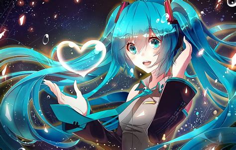 Girl, anime, headphones, art, vocaloid, hatsune, Heart Anime HD ...