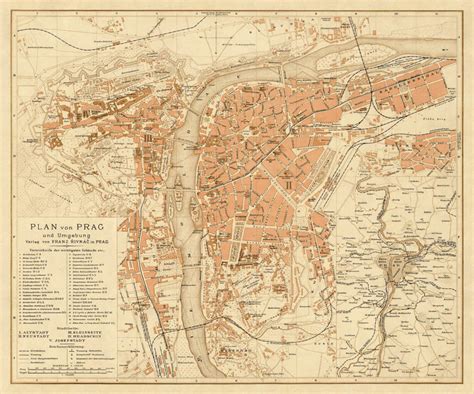 Vintage Map of Prague Old Map Archival Print of Prague Map | Etsy