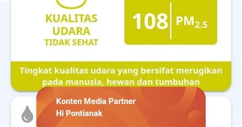 Kualitas Udara Malam Ramadhan Di Pontianak Masuk Kategori Tidak Sehat