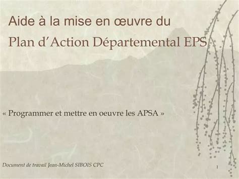 PPT Aide La Mise En Uvre Du Plan D Action D Partemental EPS