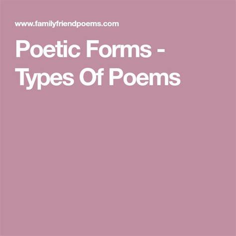 Poetic Forms - Types Of Poems | Poetic forms, Types of poems, Forms of ...