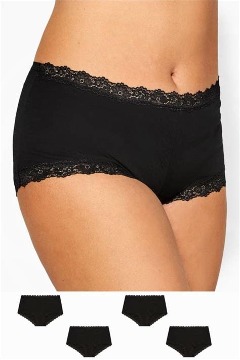 Curve Black Lace Front High Waisted Knickers Yours Clothing