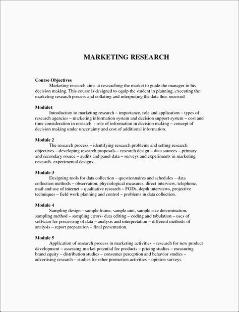 Marketing Research Plan Template