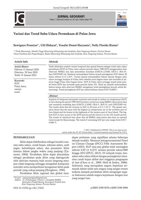 PDF Variasi Dan Trend Suhu Udara Permukaan Di Pulau Jawa DOKUMEN TIPS
