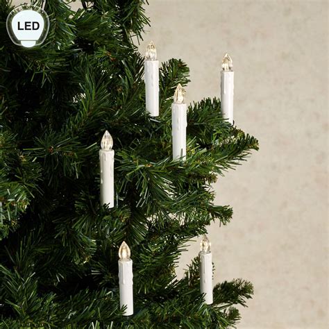 Holiday Lighting Set Of 10 Battery Powered Remote Control Led Christmas Tree Taper Candles W