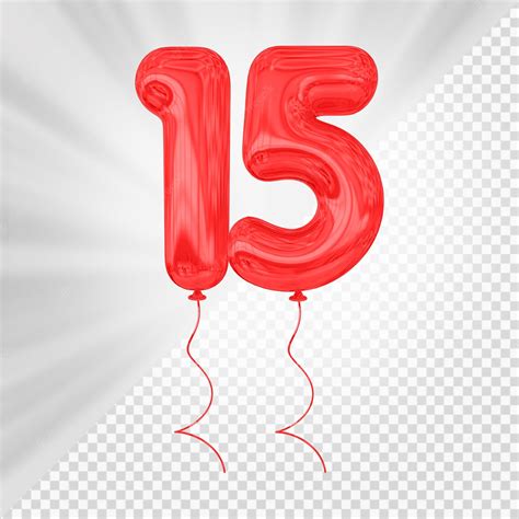 Premium PSD | Red balloon number 15