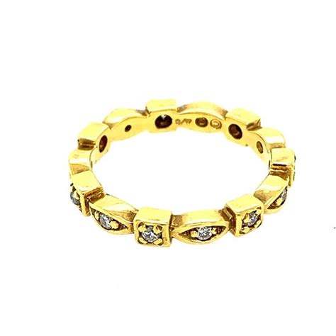 18K Yellow Gold .25ct.tw. Diamond Fancy Stack Band Eternity ( Size 6 )