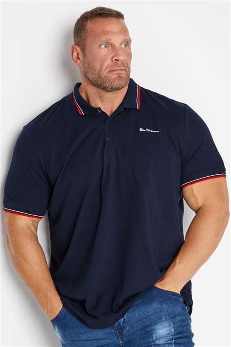 BEN SHERMAN Navy Blue Tipped Polo Shirt BadRhino