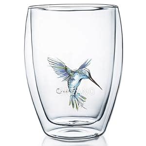 Creano Double Walled Coffee Glasses 250ml With Hummingbird Insulated