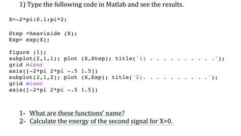 Solved Type The Following Code In Matlab And See The