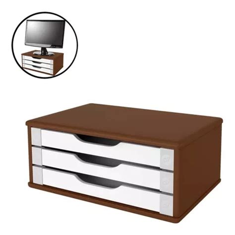 Suporte Para Monitor Mdf Souza 3 Gavetas