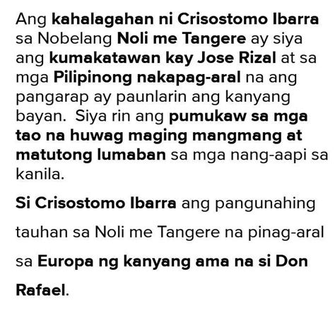 Kahalagahan Ni Crisostomo Ibarra Sa Nobela Brainly Ph