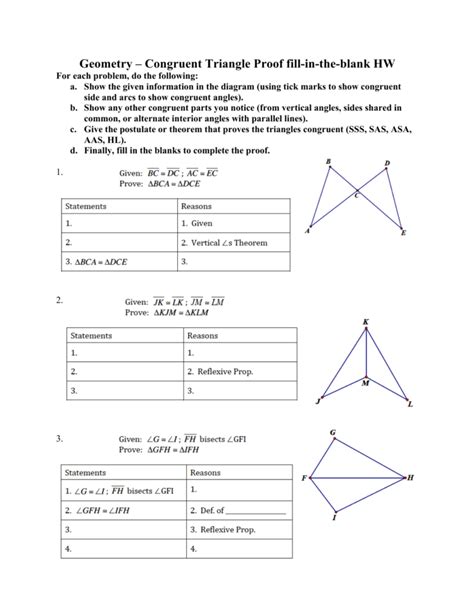 Triangle Congruence Worksheet Answers E Street Light