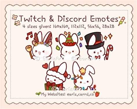 Twitch Discord Emotes Pack 5 Cute Christmas Winter White Etsy