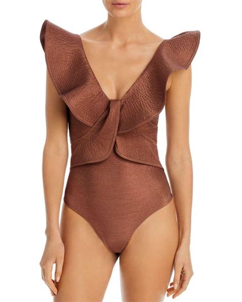 Johanna Ortiz Golden Beaches One Piece Swimsuit In Brown Lyst