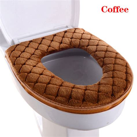 Bathroom Toilet Seat Cover Soft Plush Washable Winter Warmer Mat Pad