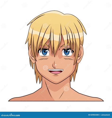 Les Yeux Bleus De Cheveux Blonds De Garçon D anime De Manga De Visage