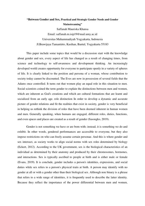 Pdf Final Exam Gender And Politics Studies Between Gender And Sex